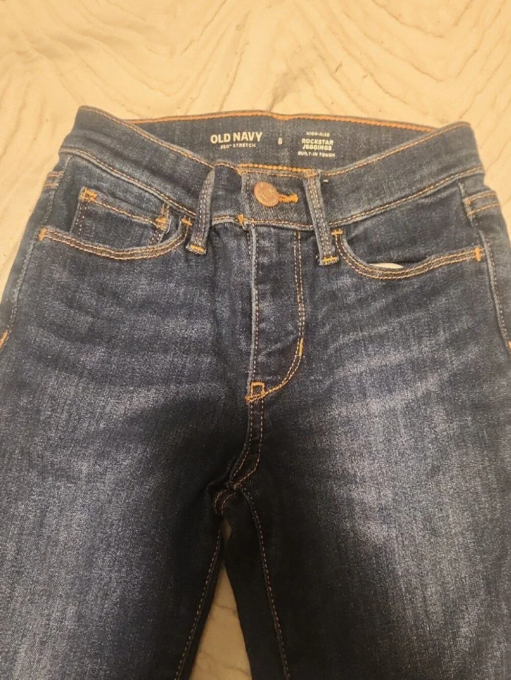 Old Navy Faded Blue Denim Mini Skirt And Ripped Jeans